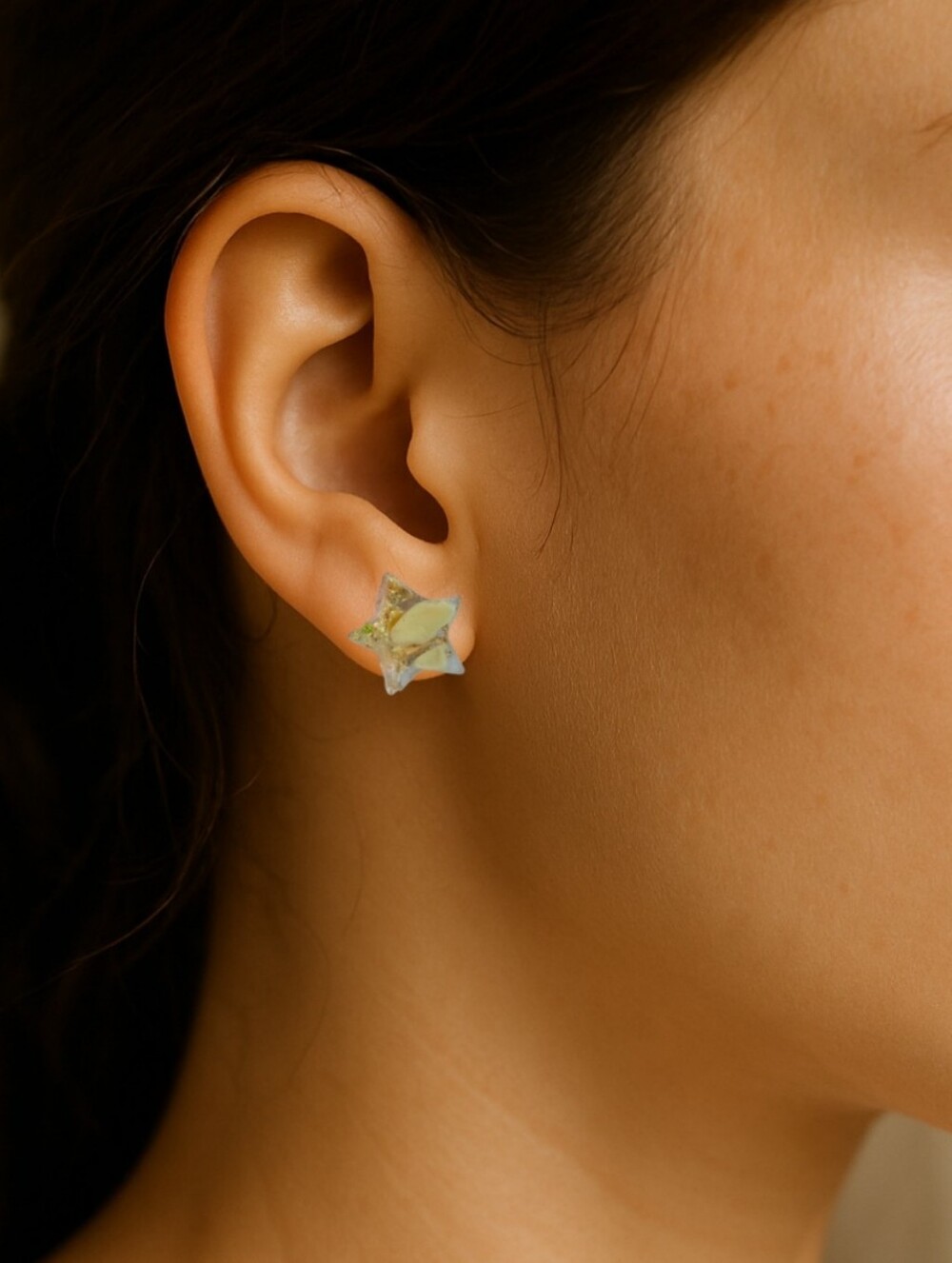 Orange Calcite Star Resin Stud Earrings - Picture 5 of 5